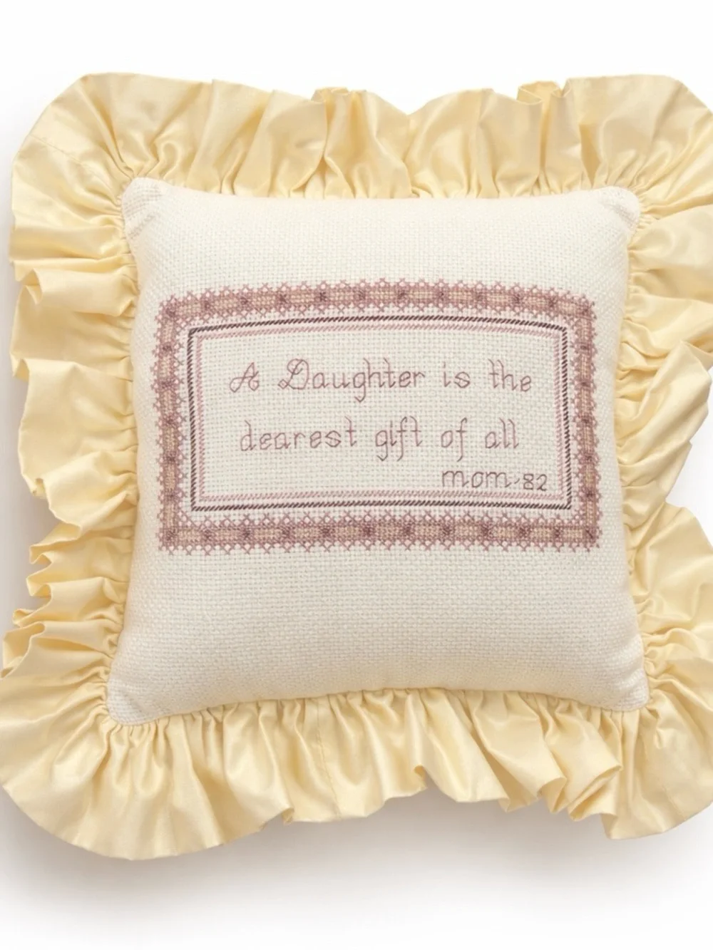 Shabby Chic Needlepoint Pillow Daughter Sentiment Cottage Decor